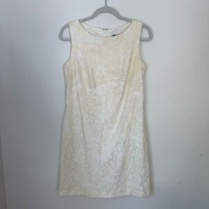 Tadashi Shoji Ivory White Embroidered Sleeveless Dress Size 10 Elegant Bridal